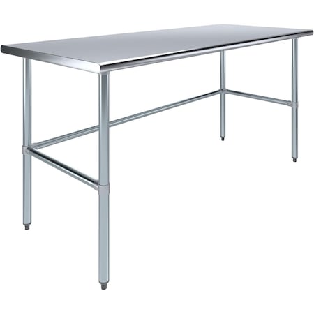 Amgood 30 in. x 72 in. Open Base Stainless Steel Metal Table WT-3072-RCB-Z